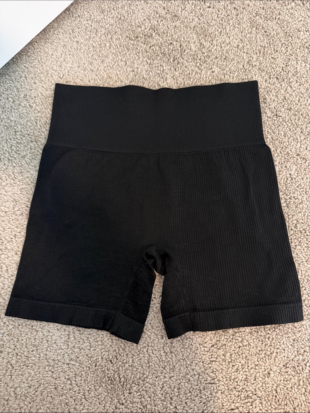 Black High-Waist Ribbed Women's Shorts